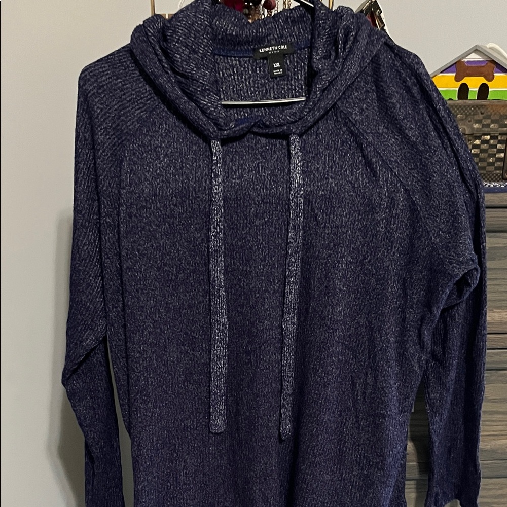 Kenneth Cole Men's Navy Knit Hooded Pullover XXL